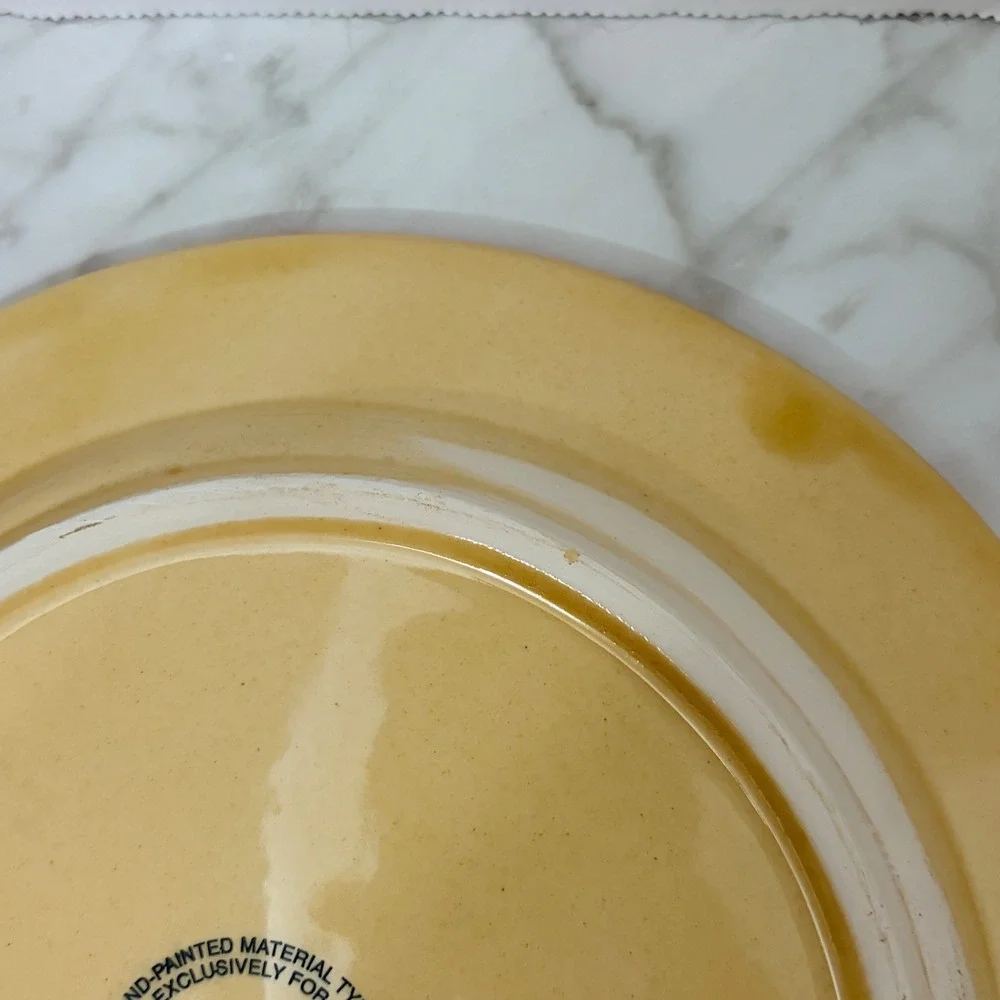 Pier 1 Imports Olive Salad Plate Hand Painted Spain Red Yellow Ceramic 9 Inch